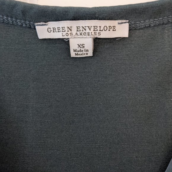 Teal Sleeveless Green Envelope Tie Front Tank - Picture 5 of 7